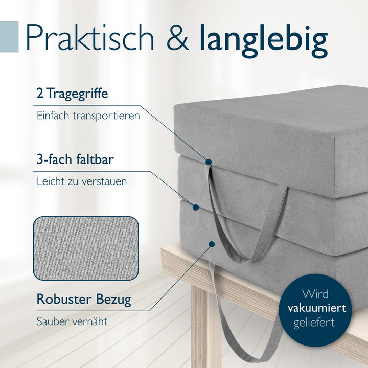 Klappmatratze faltbar 200x90 cm Visco-Schaum Härtegrad H3 mit Tasche - Bild 7