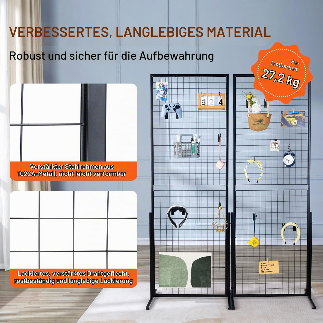 Gitter-Wandpaneel Set faltbar 2er-Set mit Haken fuer Messen und Retail - Bild 3