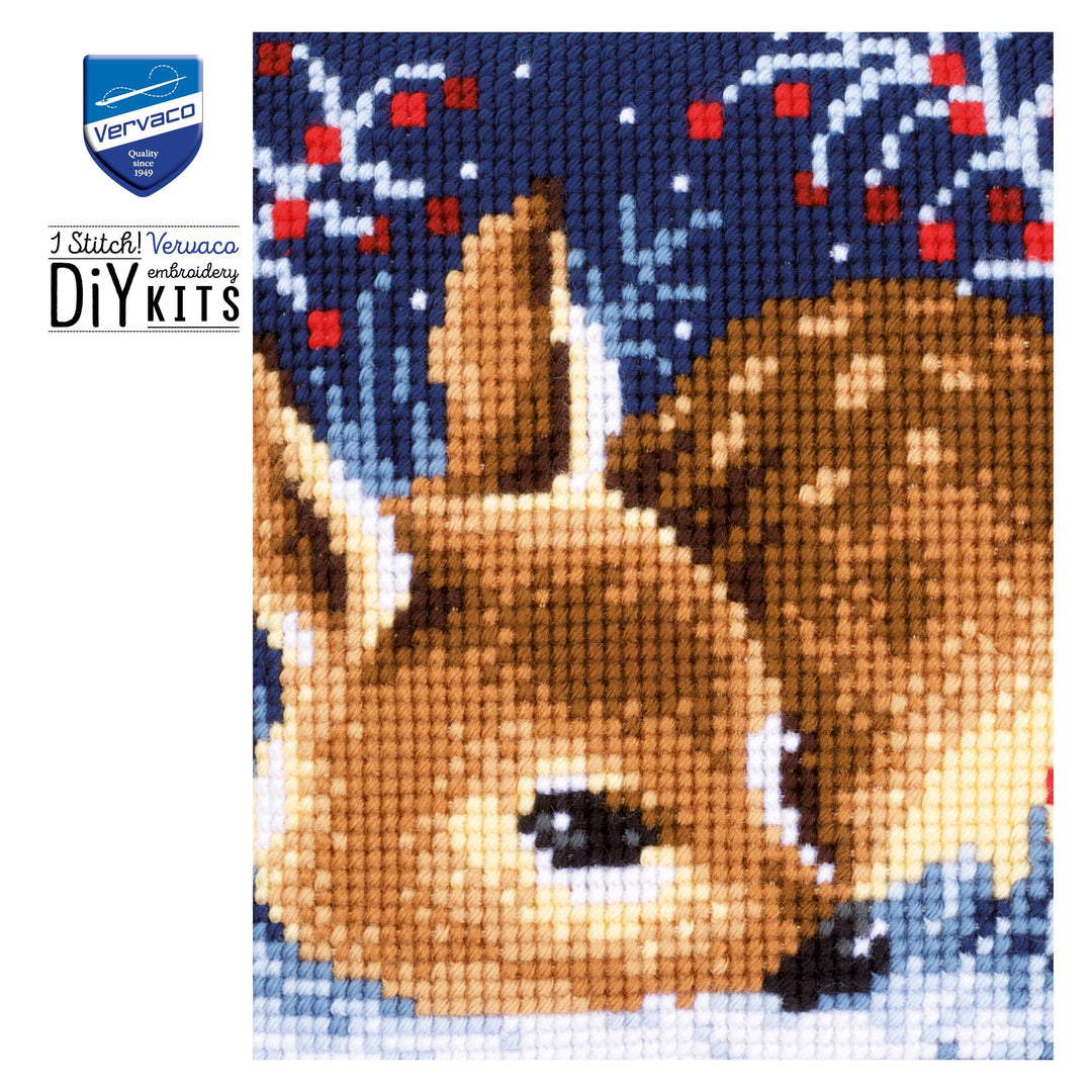 Kreuzstich-Set Kissen Schlafendes Rehkitz vorgedruckt 40x40 cm - Bild 6