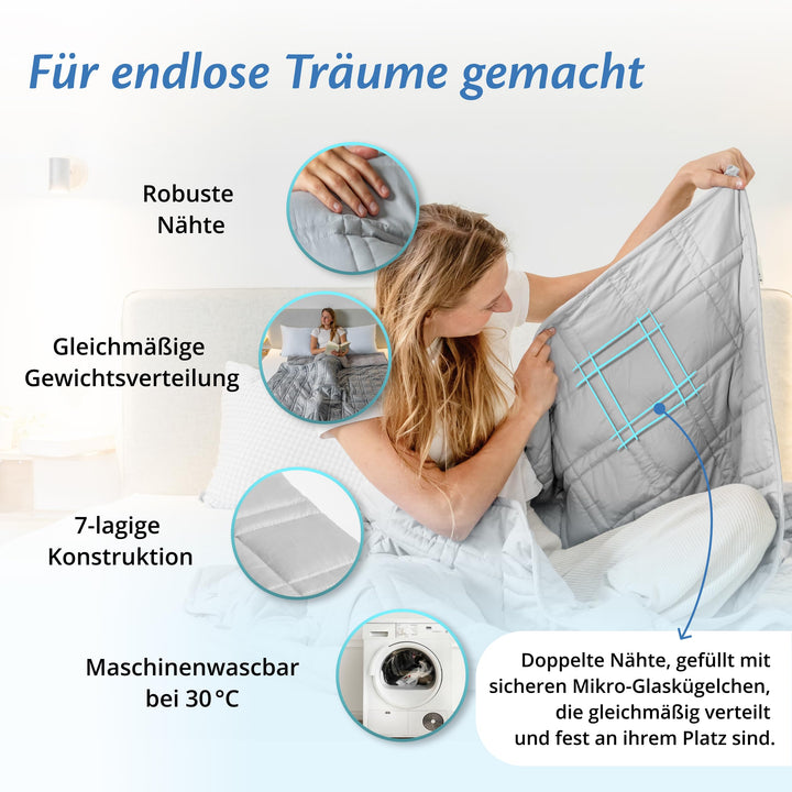 Gewichtsdecke 150x200 cm 9 kg mit Glasperlen für Erwachsene - Bild 7