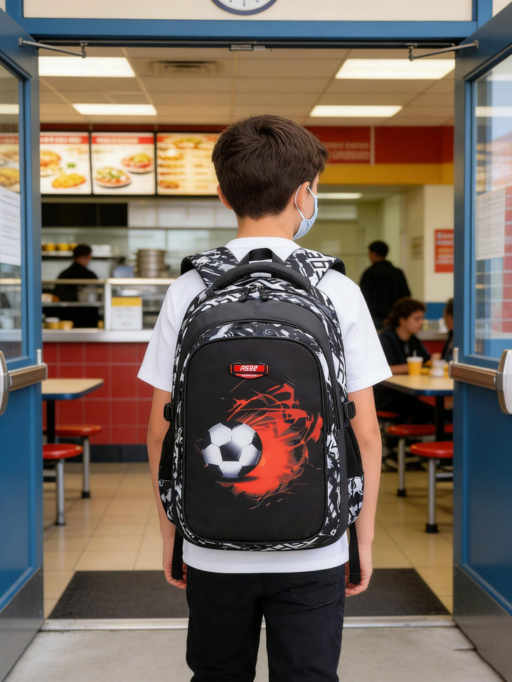 Schulrucksack Fussball-Design Nylon 46x30x22cm für 8-15 Jahre - Bild 9