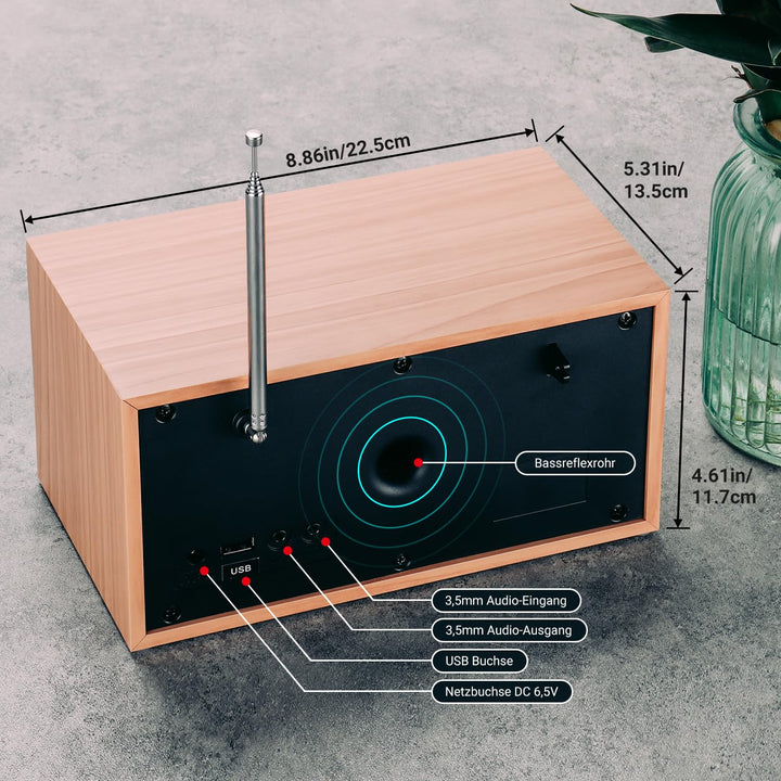 DAB+/UKW Radio Holzgehäuse Eiche mit Bluetooth 5.3 und Wecker - Bild 6