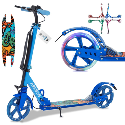 Cityroller Tretroller faltbar mit LED-Rädern für Kinder & Erwachsene