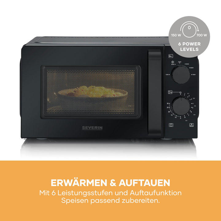 Mikrowelle Solo 700W 19L Drehteller 6 Leistungsstufen schwarz - Bild 7