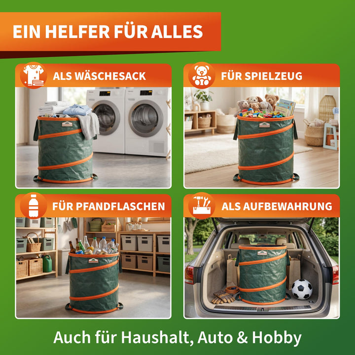 Gartenabfallsack Pop-Up 3er-Set 165 L Polyethylen mit Kordel - Bild 7
