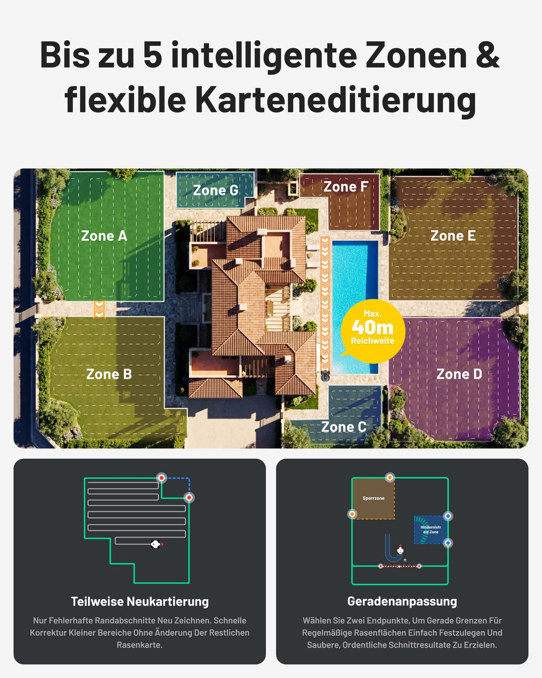 Mähroboter ohne Begrenzungskabel 3-Kamera KI bis 500 m² - Bild 5