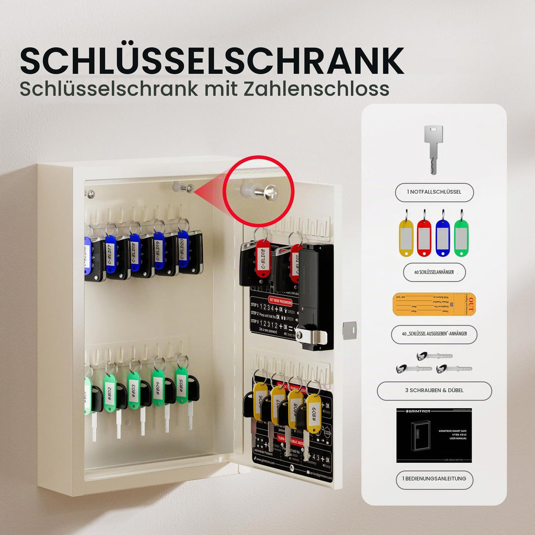Schlüsselkasten elektronisch 40 Haken Zahlencode Wandmontage - Bild 3