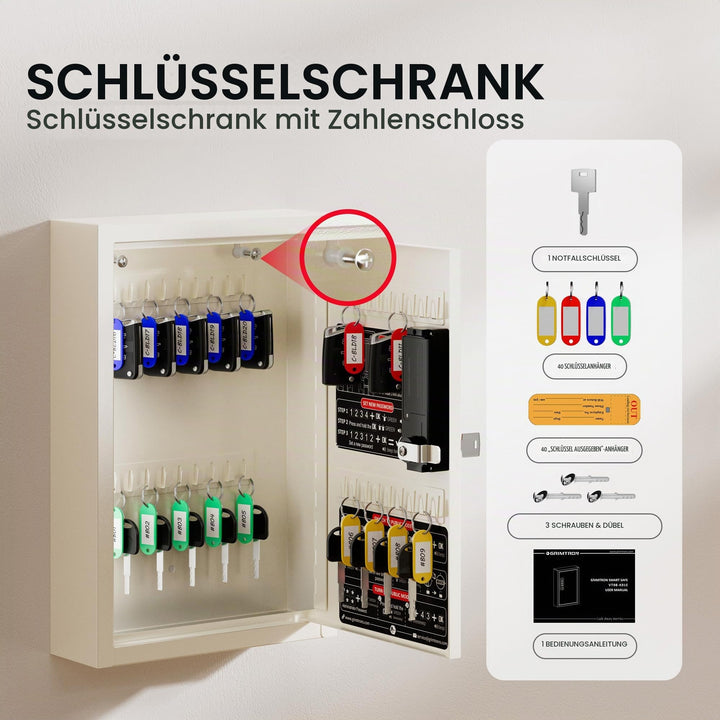 Schlüsselkasten elektronisch 40 Haken Zahlencode Wandmontage - Bild 3