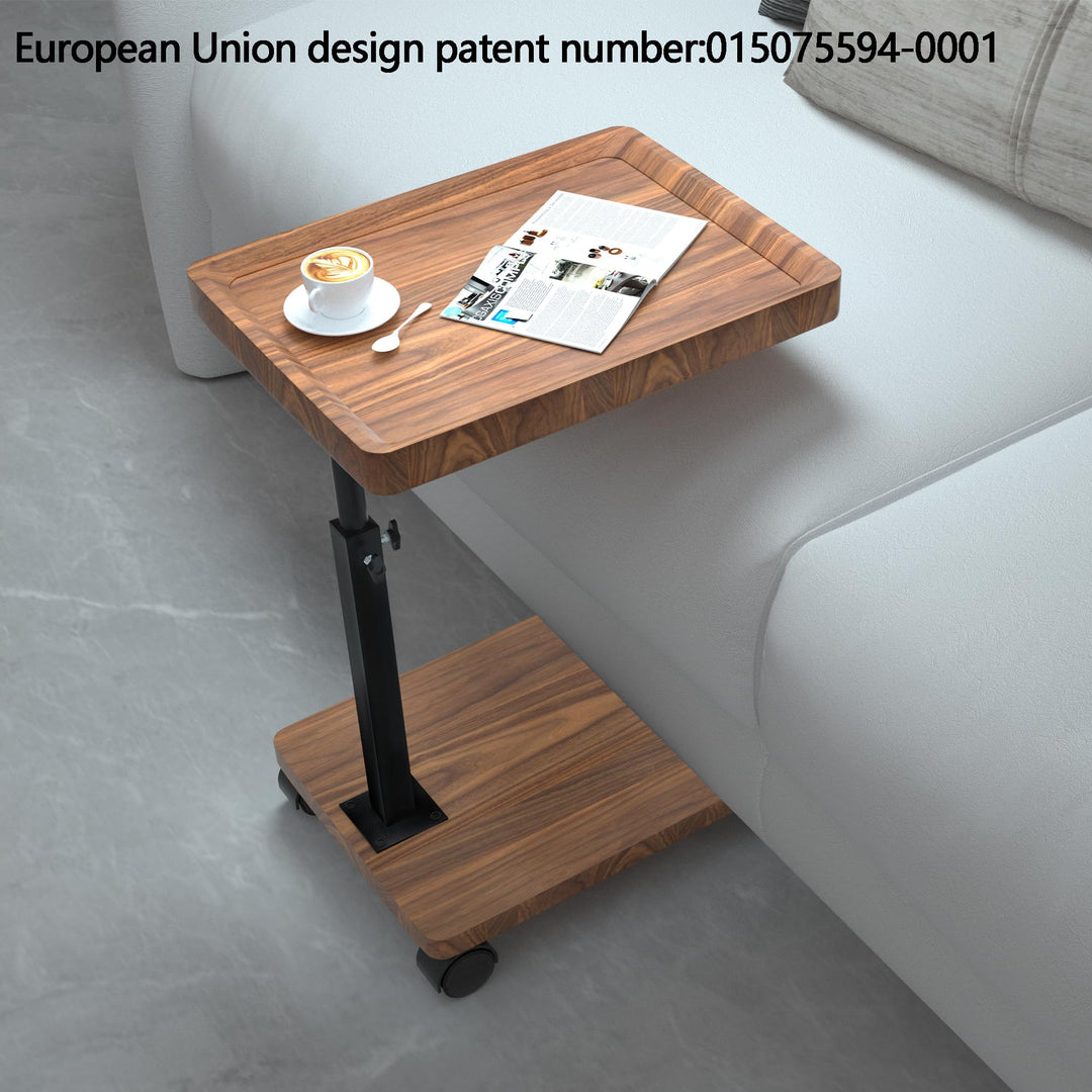 Beistelltisch C-Form höhenverstellbar 45-80cm mit Rollen Nussbaum - Bild 9
