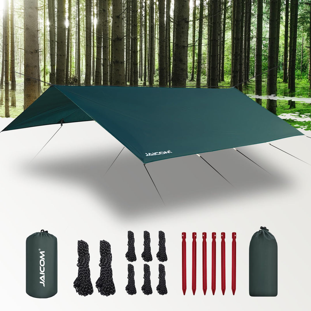 Camping Tarp 3x4m Polyester Wasserdicht UV-Schutz mit Zubehörset