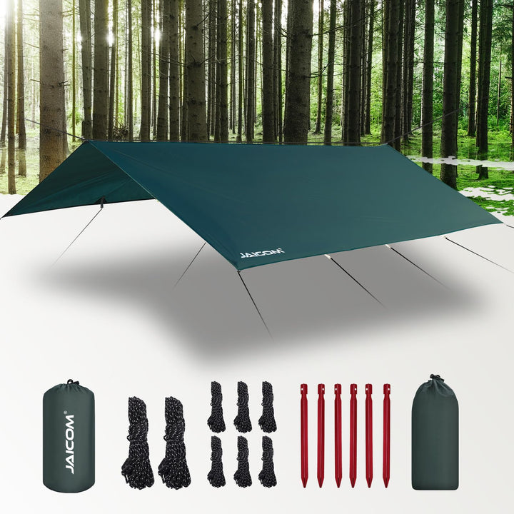 Camping Tarp 3x4m Polyester Wasserdicht UV-Schutz mit Zubehörset