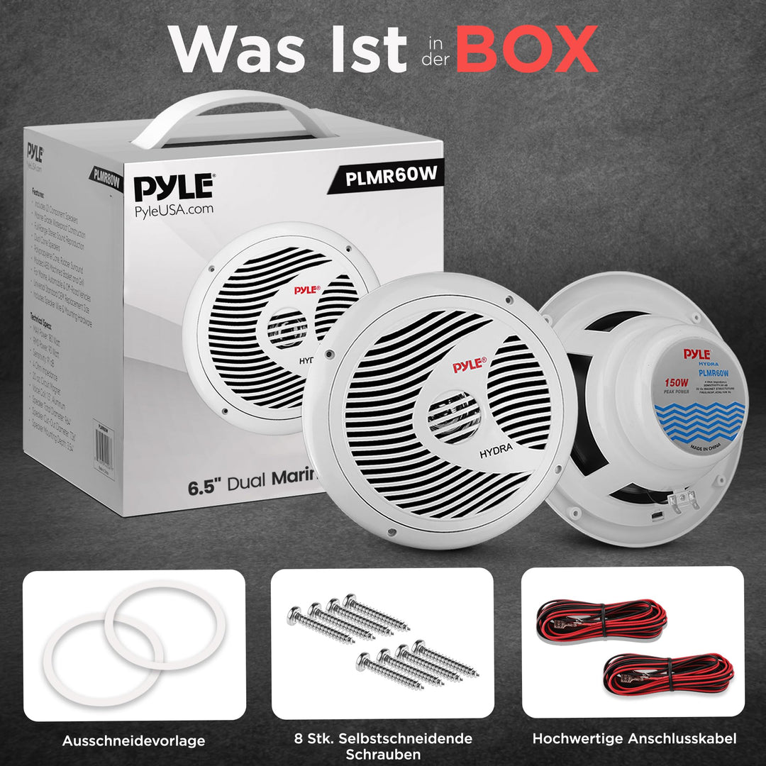 Marine-Lautsprecher 16,5 cm wasserfest 150W Weiss 2er-Set - Bild 2