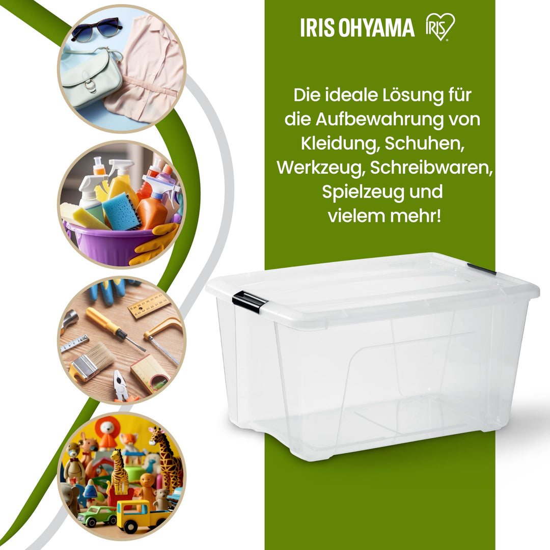Aufbewahrungsbox mit Deckel 45L stapelbar transparent 4er-Set - Bild 5