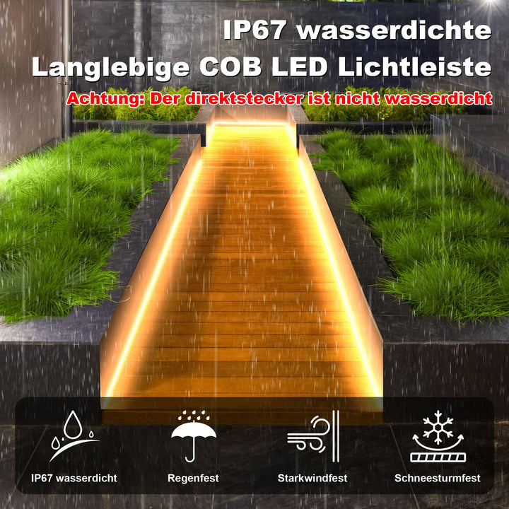 COB LED Streifen Aussen IP67 Warmweiss 2700K 230V 20m Selbstklebend - Bild 3