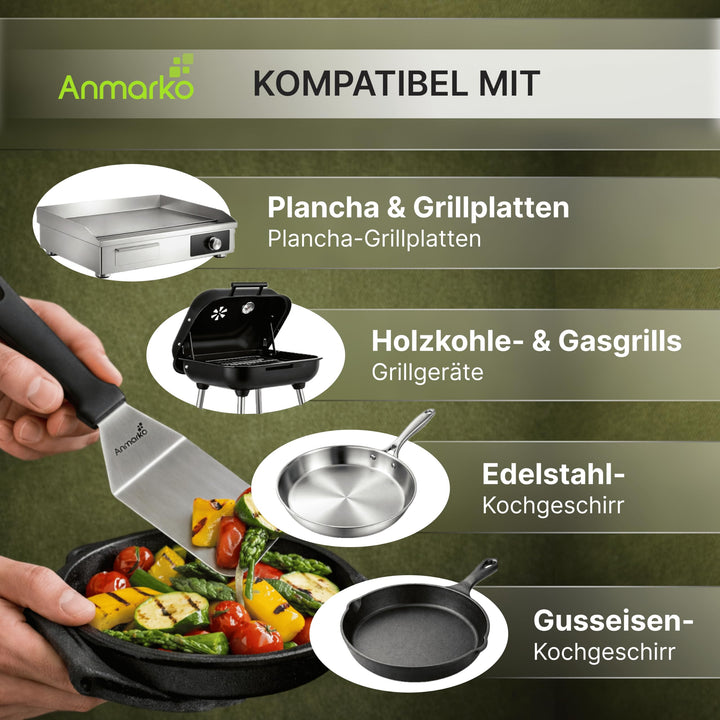 Pfannenwender-Set Edelstahl 4-teilig für Grill und Pfanne - Bild 6