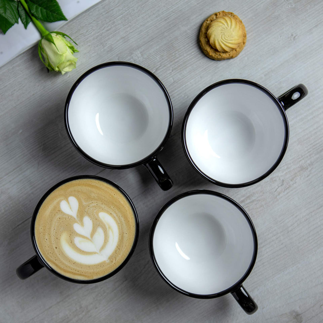 Keramik Tasse XXL 500 ml Schwarz Weiss Polka Dots handgemacht - Bild 5