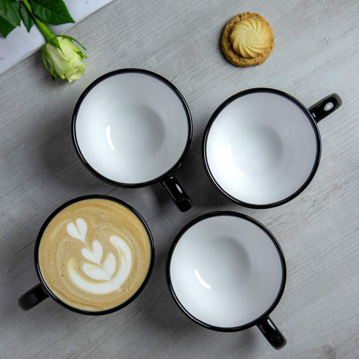 Keramik Tasse XXL 500 ml Schwarz Weiss Polka Dots handgemacht - Bild 5