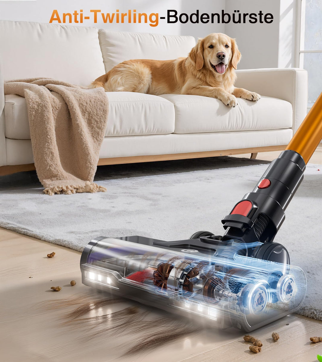 Akkustaubsauger Kabellos 50KPA 600W 75Min Anti-Tangle fuer Tierhaare - Bild 6