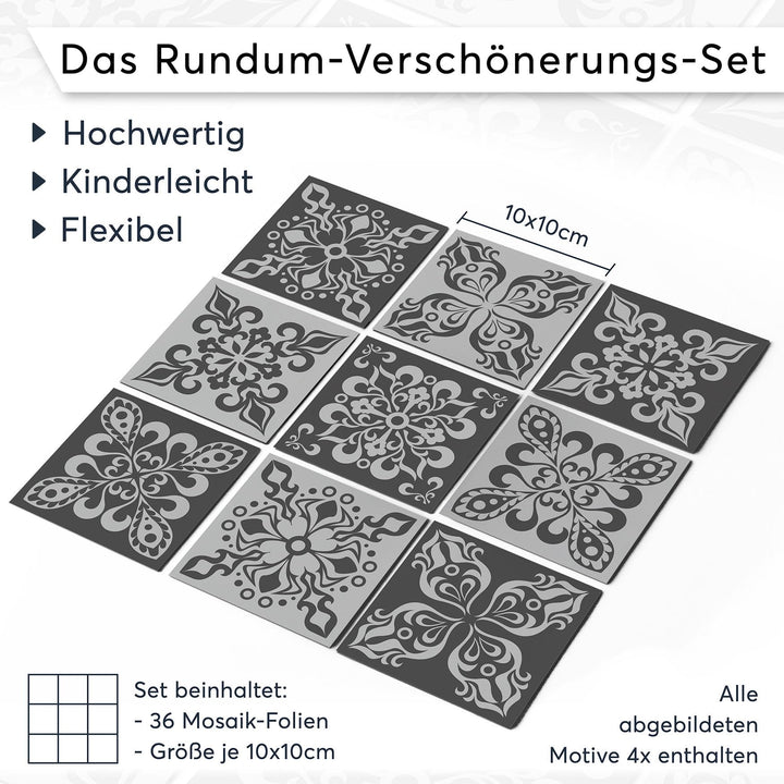Fliesenfolie Mosaik selbstklebend 10x10 cm 36er-Set für Bad und Küche - Bild 7