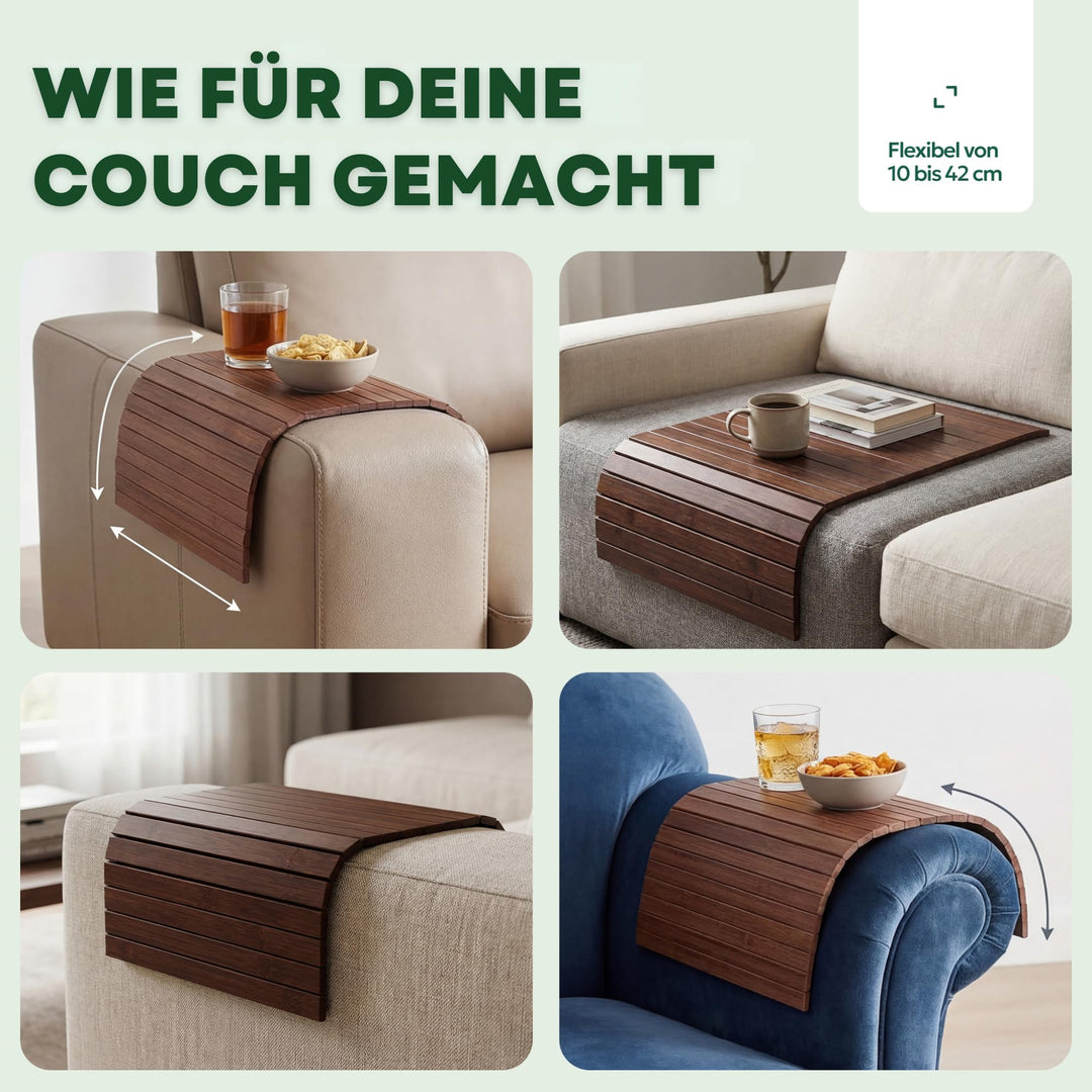 Sofatablett Armlehne Bambus für Sofa und Sessel – Braun - Bild 2
