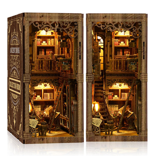 Book Nook Bausatz Vintage Bücherzimmer mit LED Holz 3D Puzzle