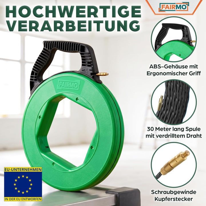 Kabeleinziehhilfe 30m PET-Zugdraht 4mm mit 5 Adaptern für Leerrohre - Bild 2