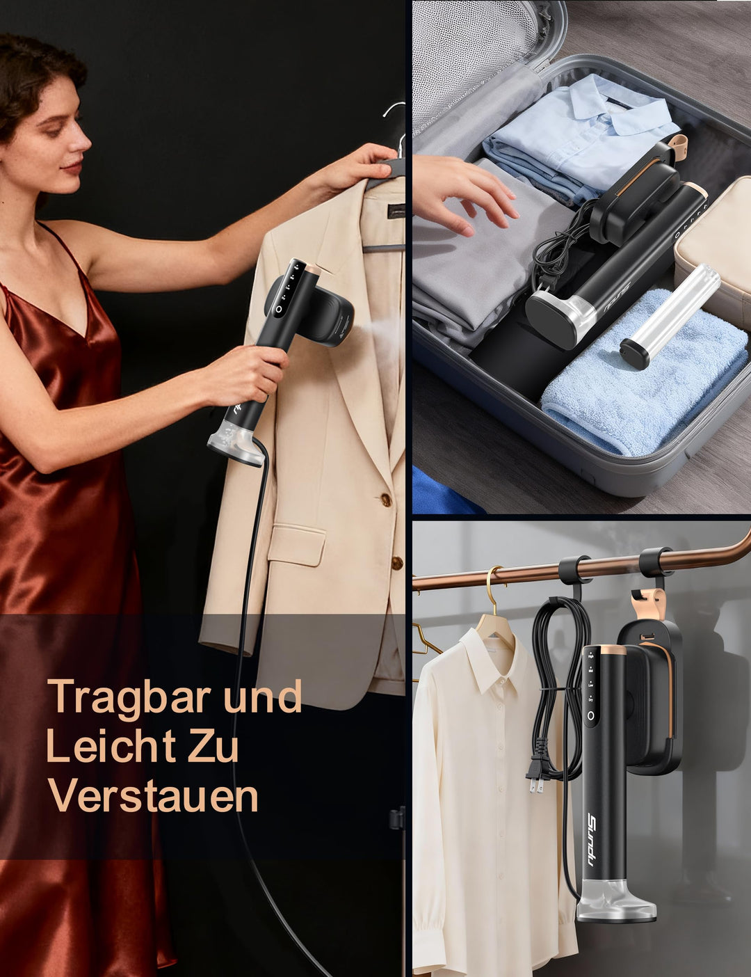 Dampfglätter Reisebügeleisen Keramik 2 Wassertanks 280 ml 1200W - Bild 8