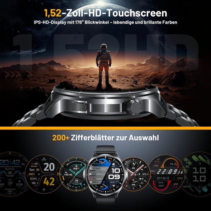 Smartwatch Herren 1,52" HD Touchscreen 1000 mAh Bluetooth-Anruf IP68 - Bild 6