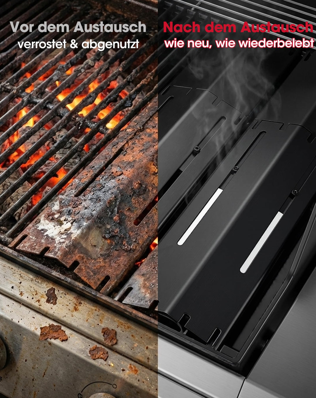 Brennerabdeckung Gasgrill Edelstahl verstellbar 30-53cm 3er-Set - Bild 4