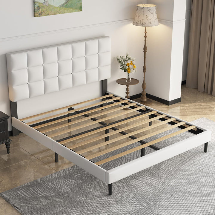 Polsterbett 140x200 cm Leinen gepolstertes Kopfteil mit Stauraum