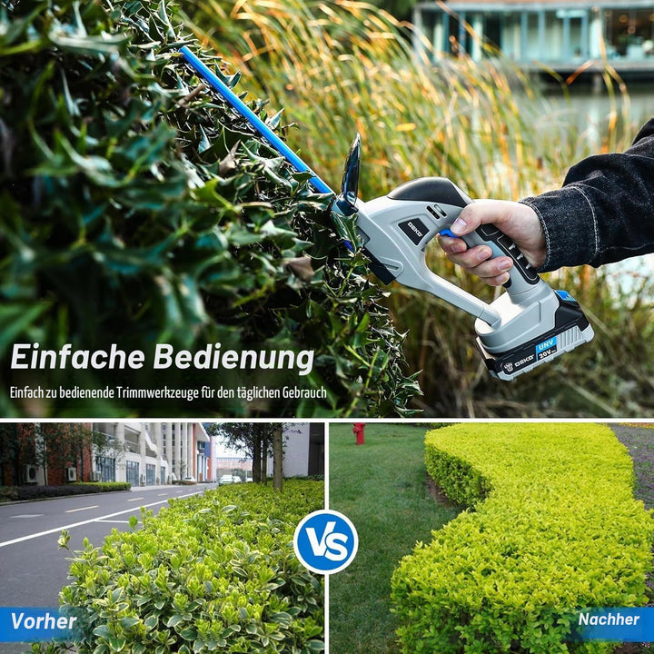 Akku-Heckenschere 2-in-1 20V mit Kurz- und Langklinge für Garten - Bild 3