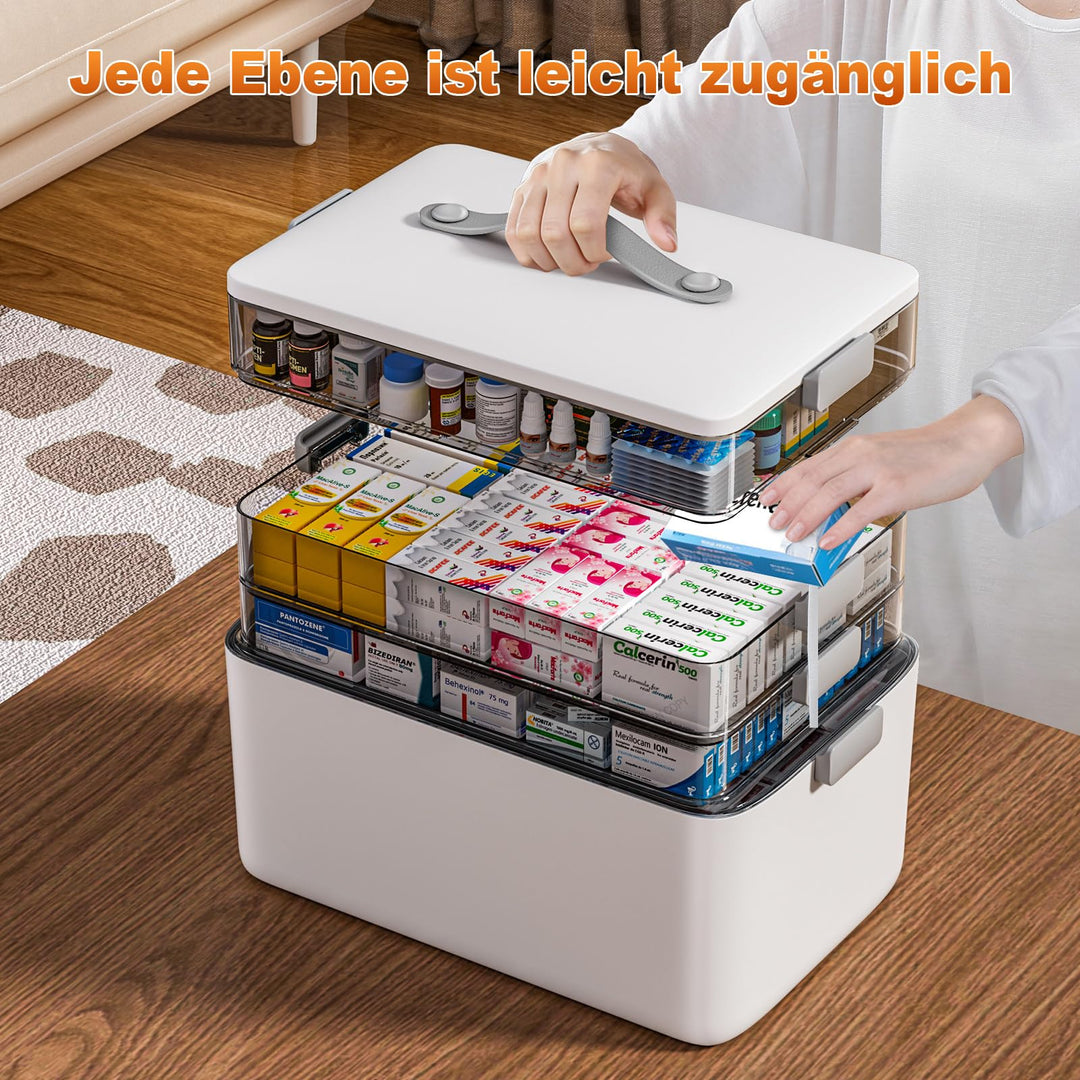 Medikamentenbox 4-lagig mit Tragegriff Hausapotheke 37x23x32 cm - Bild 3