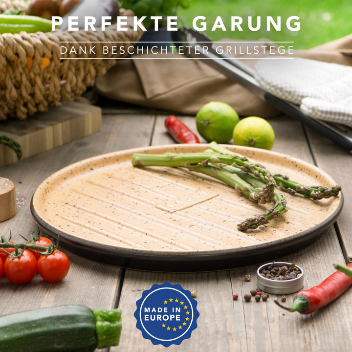 Grillplatte Keramik rund Ø 31,5 cm mit Stegen für Grill &amp; Backofen - Bild 2