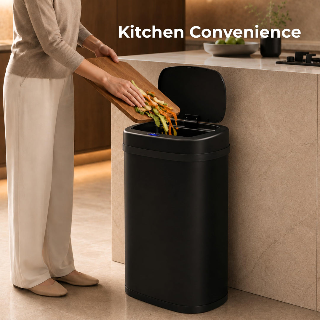 Sensor-Mülleimer Edelstahl 60 Liter Soft-Close Küche Schwarz - Bild 2