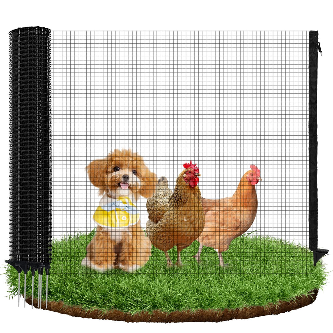 Hundezaun mobil 25 m x 90 cm mit 15 Pfählen schwarz