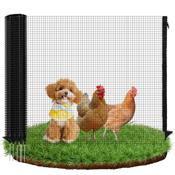 Hundezaun mobil 25 m x 90 cm mit 15 Pfählen schwarz