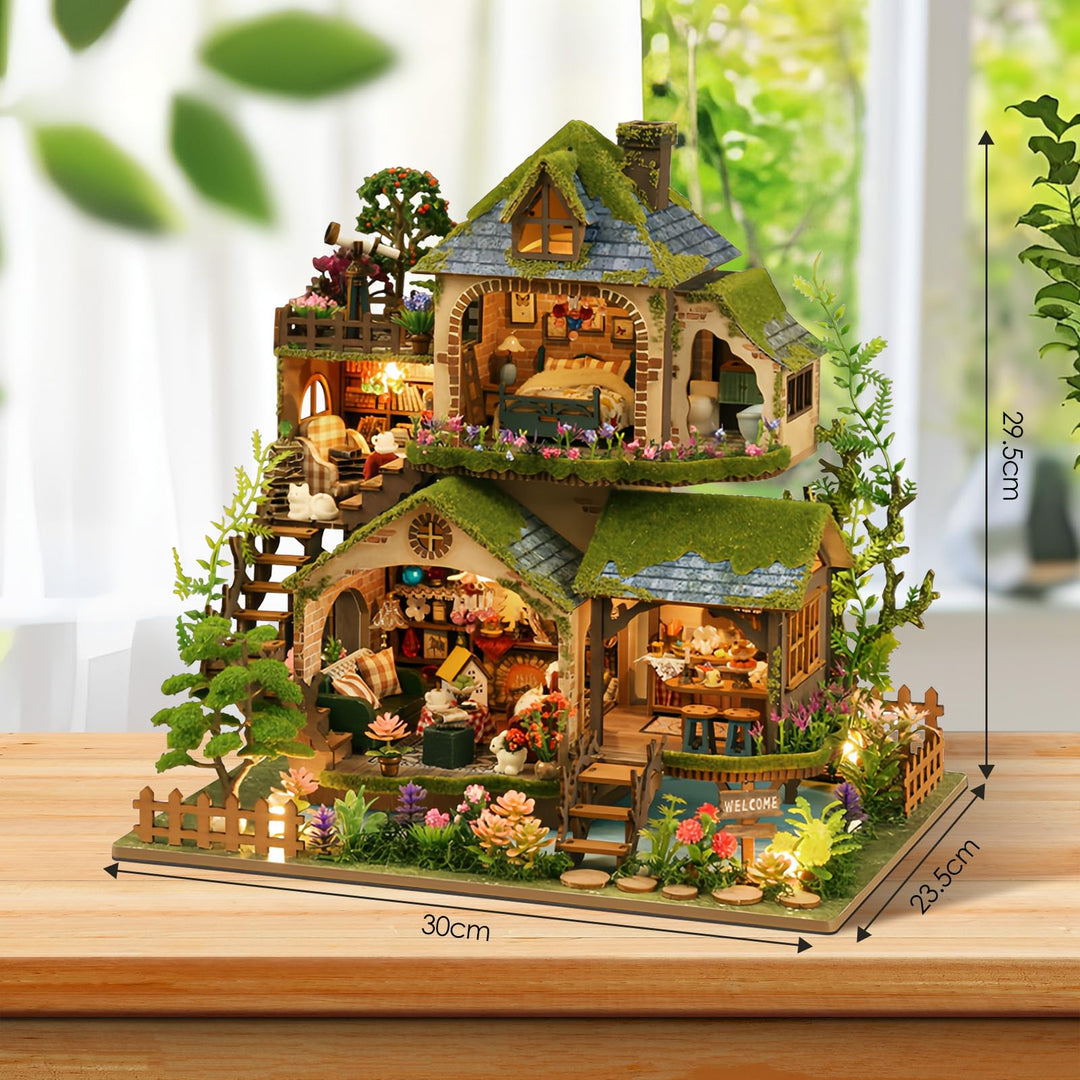 DIY Puppenhaus Bausatz Waldhaus Miniatur mit LED-Beleuchtung - Bild 6