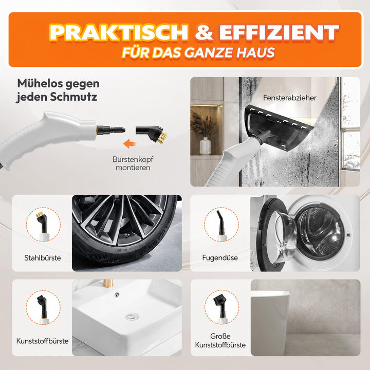 Dampfreiniger Handgerät 1,1L Tank 6 Stufen chemikalienfrei - Bild 6