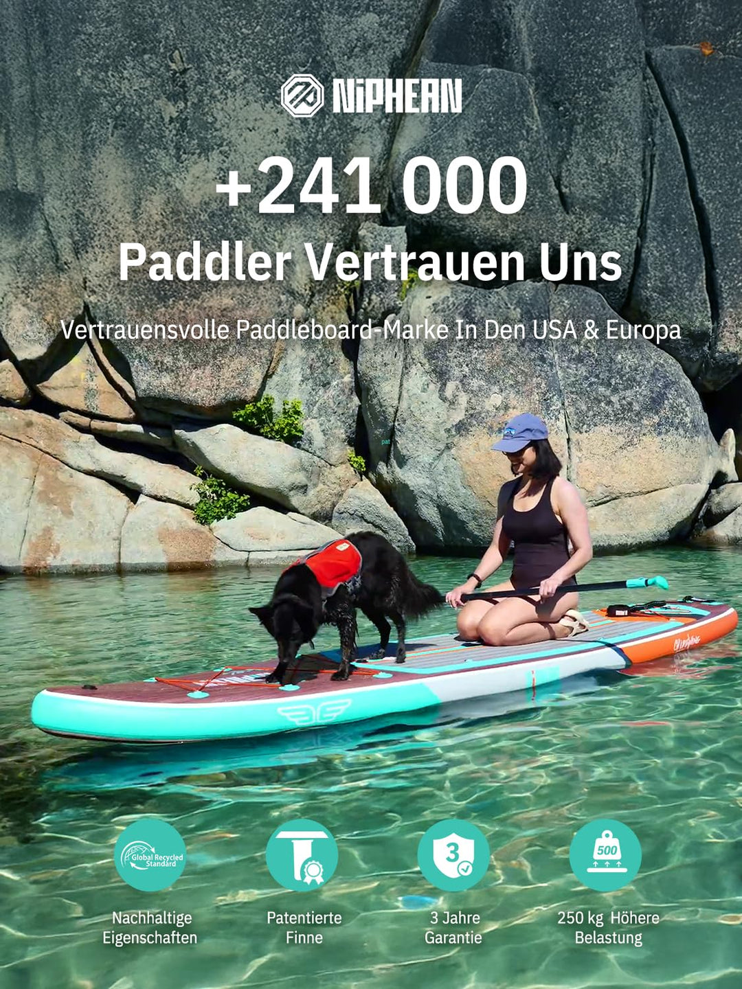 SUP Board aufblasbar XXL 335x83x15cm 250kg für 2+ Personen - Bild 2