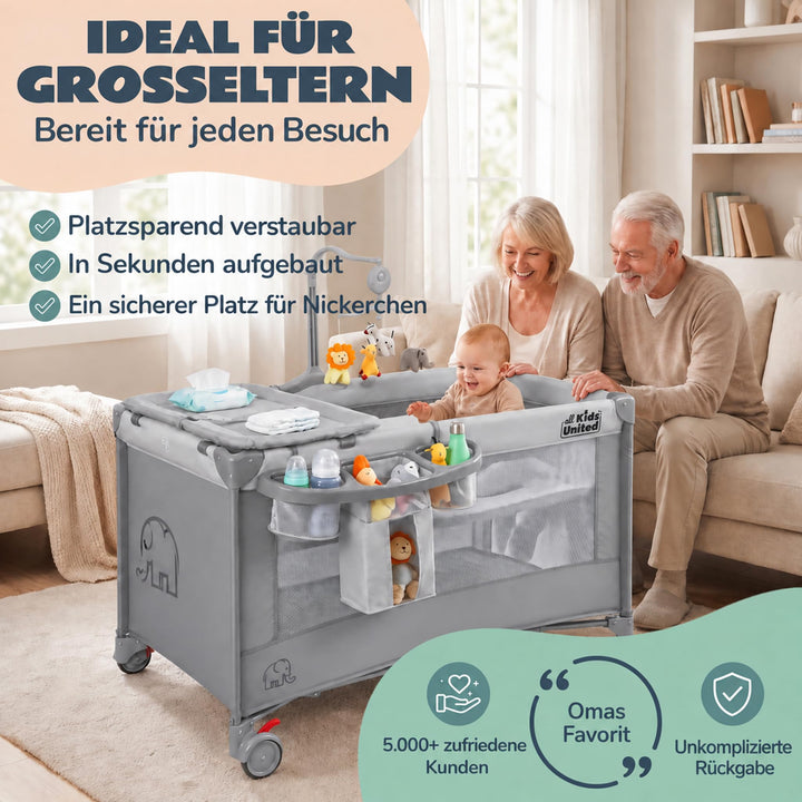 Reisebett Baby 3-in-1 mit Wickelauflage, Mobile &amp; Tragetasche - Bild 5