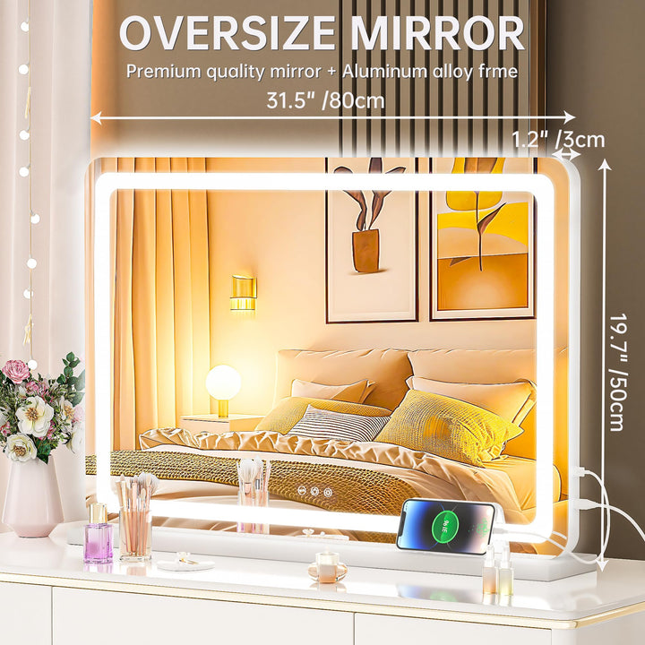 Kosmetikspiegel beleuchtet 80x50cm LED 3 Farbmodi dimmbar - Bild 2
