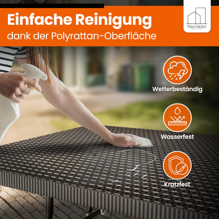 Bierzeltgarnitur Polyrattan klappbar 180 cm für 8 Personen - Bild 4