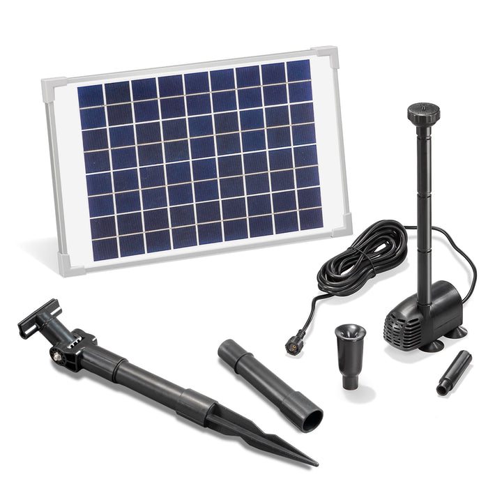 Solar Teichpumpe Set 10W mit 2 Fontänenaufsätzen für Gartenteich