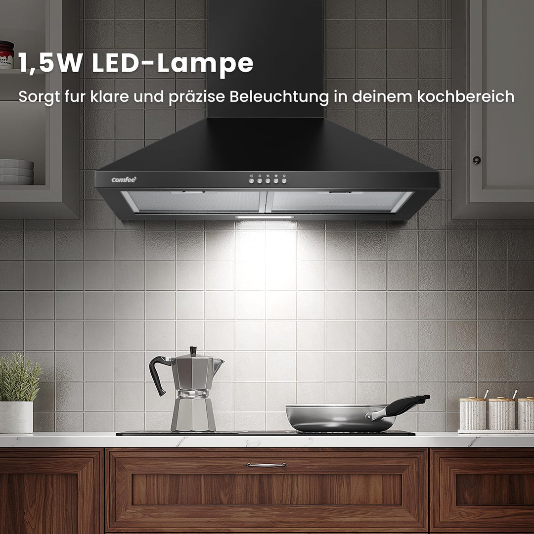 Dunstabzugshaube 60 cm Umluft Abluft Edelstahl Schwarz A++ 400m³/h - Bild 6