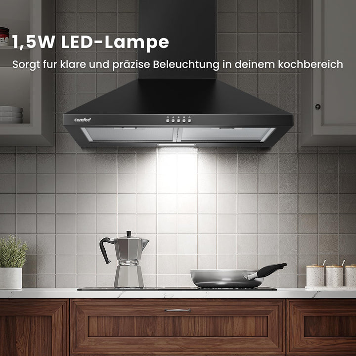 Dunstabzugshaube 60 cm Umluft Abluft Edelstahl Schwarz A++ 400m³/h - Bild 6