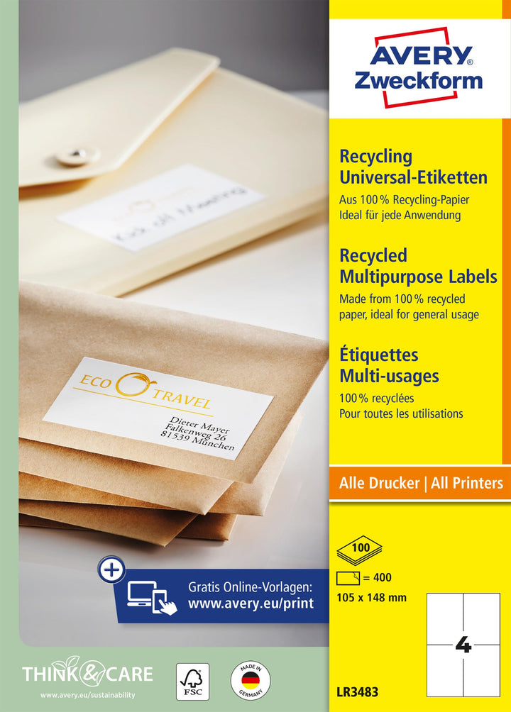 Recycling-Versandetiketten selbstklebend 105x148mm 400 Stück A4 - Bild 11