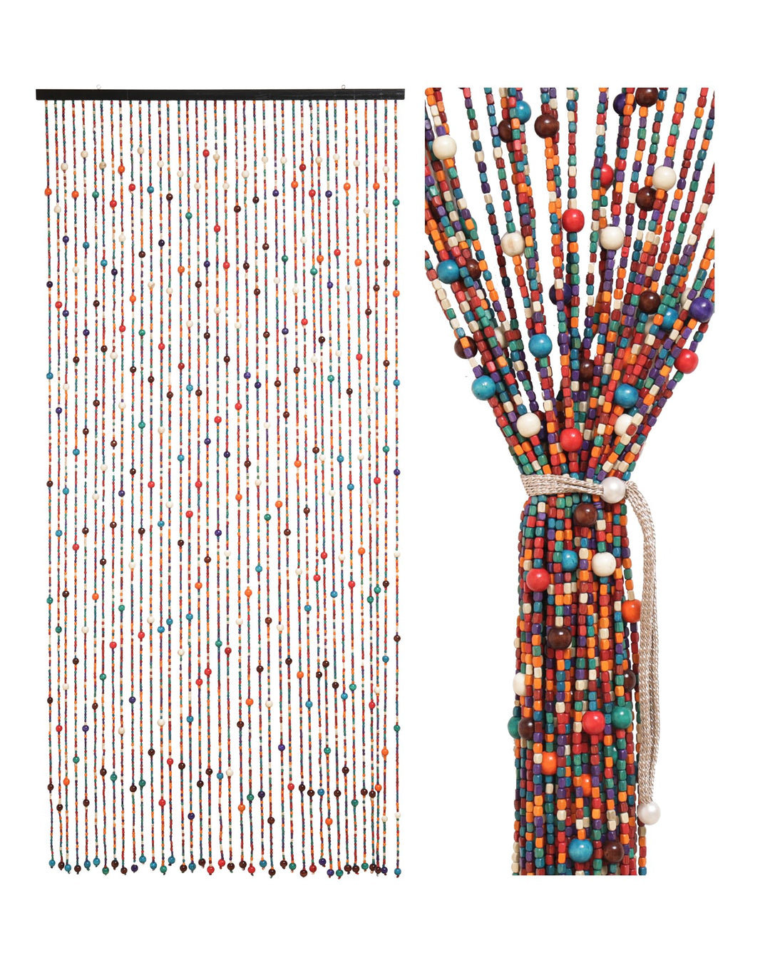 Perlenvorhang Bambus Bunt 90x200cm 38 Straenge als Raumteiler