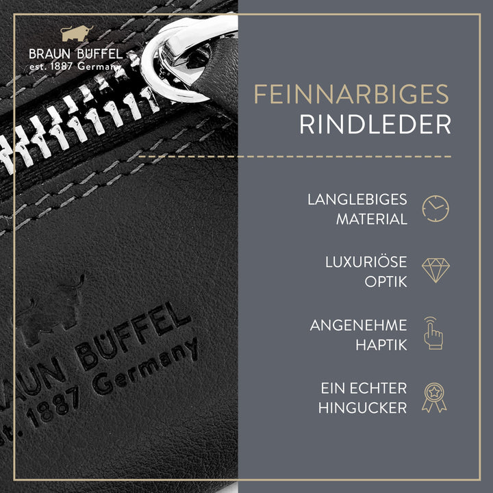 Schlüsseletui Rindsleder mit Reissverschluss 2 Ringe 11x6x3cm - Bild 5