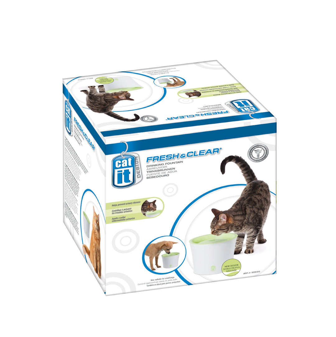 Katzen-Trinkbrunnen mit Doppelfilter 3 Liter grün/weiss