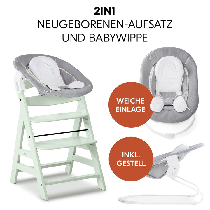 Hochstuhl Buchenholz 4-in-1 Set mit Bouncer &amp; Wippe ab Geburt - Bild 4